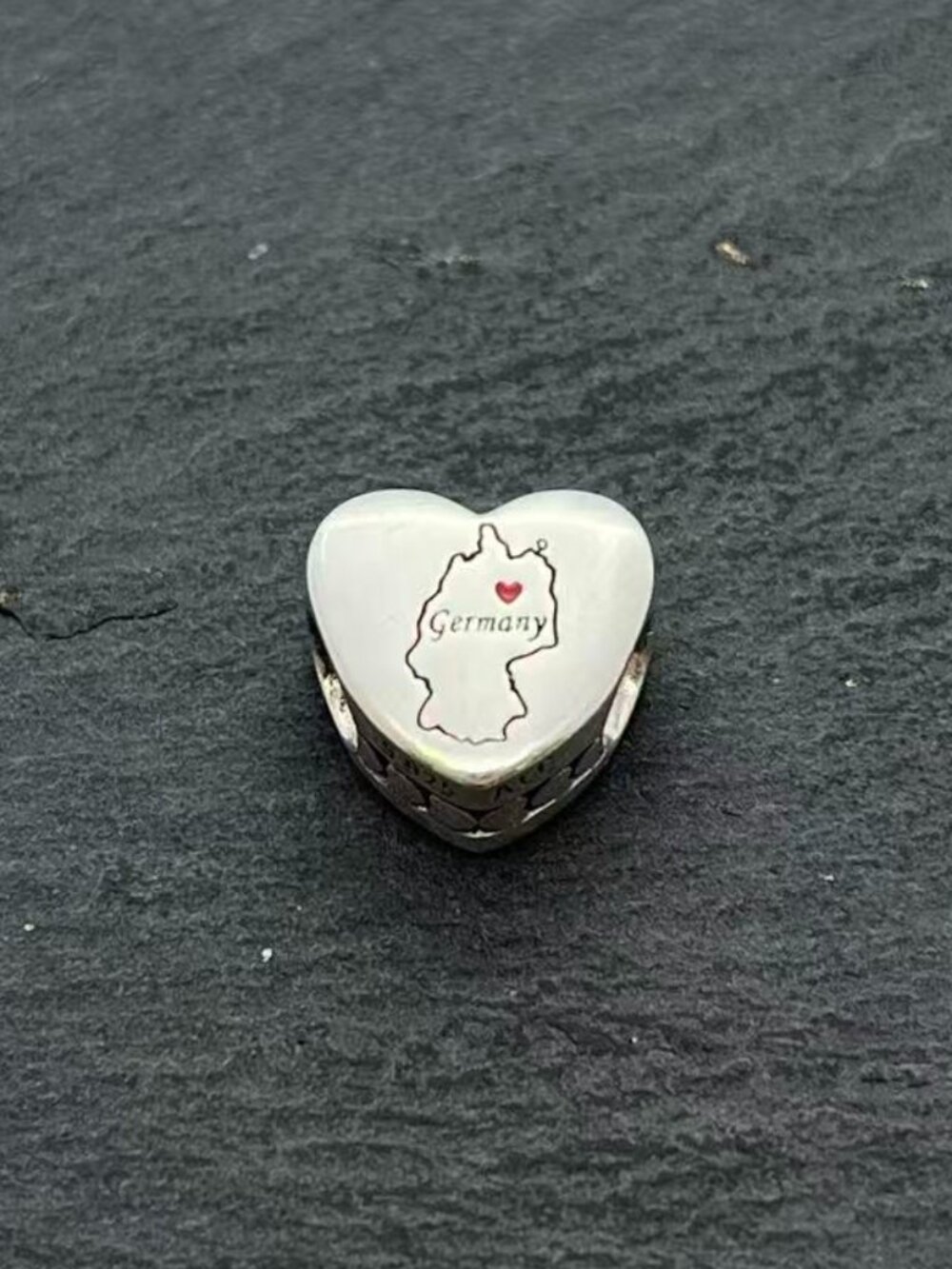 Pandora Retired Germany Heart Charm 925 Sterling Silver Red Enamel